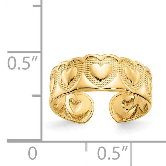 Solid Heart Toe Ring in 14K Yellow Gold - Picture 3 of 5